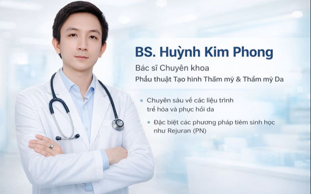 Dr. Huynh Kim Phong – Specialist in Plastic & Aesthetic Surgery and Dermatologic Aesthetics. Directly performs Rejuran (PN) bio-injections at Mayu Esthetic Spa.
