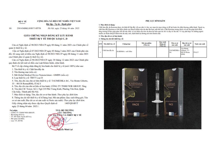 Karisma is legally imported and distributed in Vietnam, with all required certification documents, giving customers peace of mind when choosing this treatment.