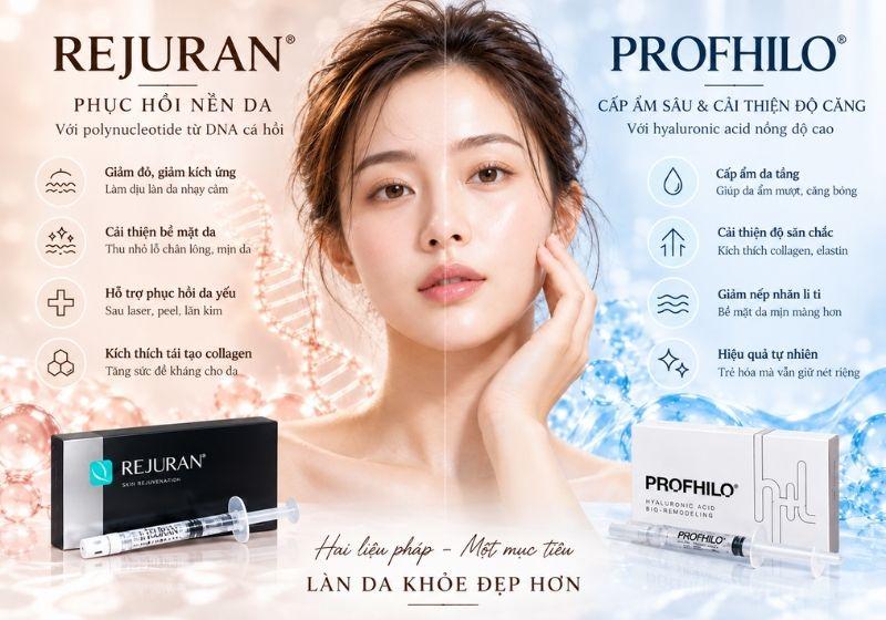 Tiêm Rejuran vs tiêm Profhilo, so sánh hai skin booster tại Mayu Spa