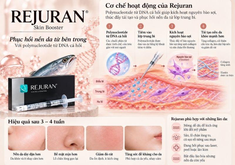 Cơ chế tiêm Rejuran: polynucleotide từ DNA cá hồi kích hoạt nguyên bào sợi, phục hồi nền da